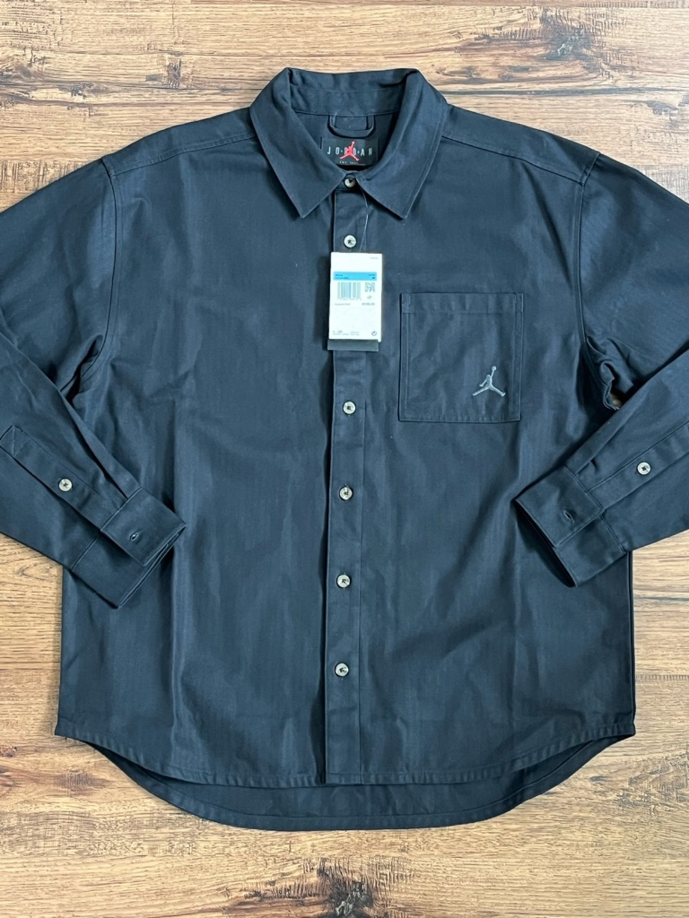 Jordan Essentials Button Down Long Sleeve Shirt ‘Black’ (size mens M)